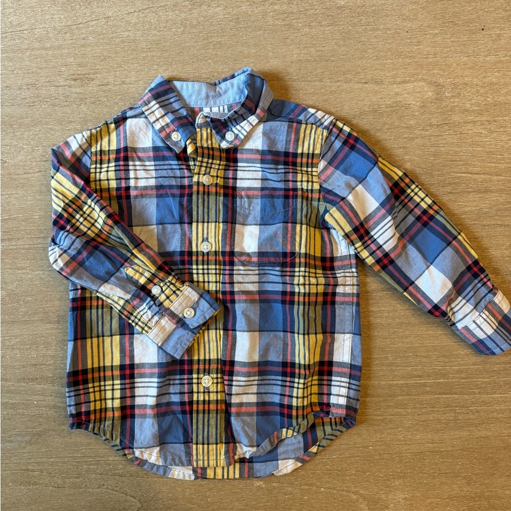 Janie and Jack Plaid Shirt - Blue, Yellow, Red